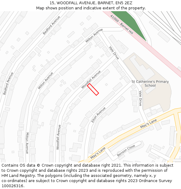 15, WOODFALL AVENUE, BARNET, EN5 2EZ: Location map and indicative extent of plot