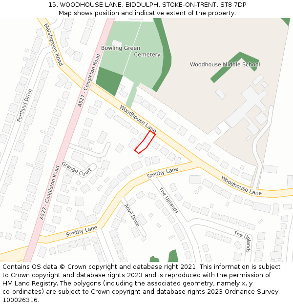 15, WOODHOUSE LANE, BIDDULPH, STOKE-ON-TRENT, ST8 7DP: Location map and indicative extent of plot