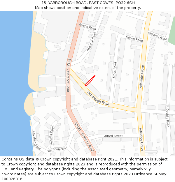 15, YARBOROUGH ROAD, EAST COWES, PO32 6SH: Location map and indicative extent of plot