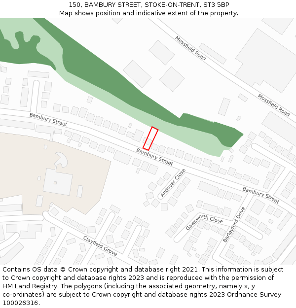 150, BAMBURY STREET, STOKE-ON-TRENT, ST3 5BP: Location map and indicative extent of plot