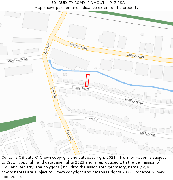 150, DUDLEY ROAD, PLYMOUTH, PL7 1SA: Location map and indicative extent of plot