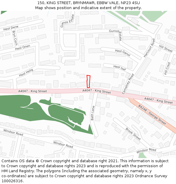 150, KING STREET, BRYNMAWR, EBBW VALE, NP23 4SU: Location map and indicative extent of plot