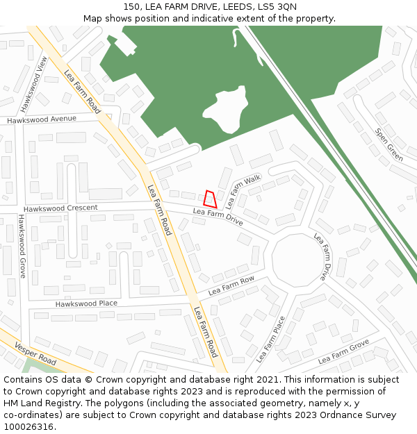 150, LEA FARM DRIVE, LEEDS, LS5 3QN: Location map and indicative extent of plot