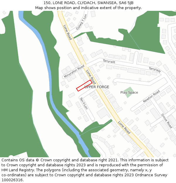 150, LONE ROAD, CLYDACH, SWANSEA, SA6 5JB: Location map and indicative extent of plot