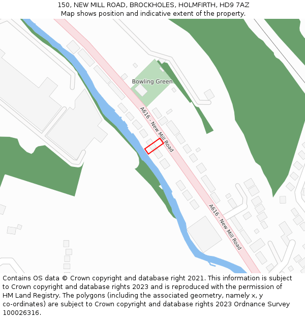 150, NEW MILL ROAD, BROCKHOLES, HOLMFIRTH, HD9 7AZ: Location map and indicative extent of plot
