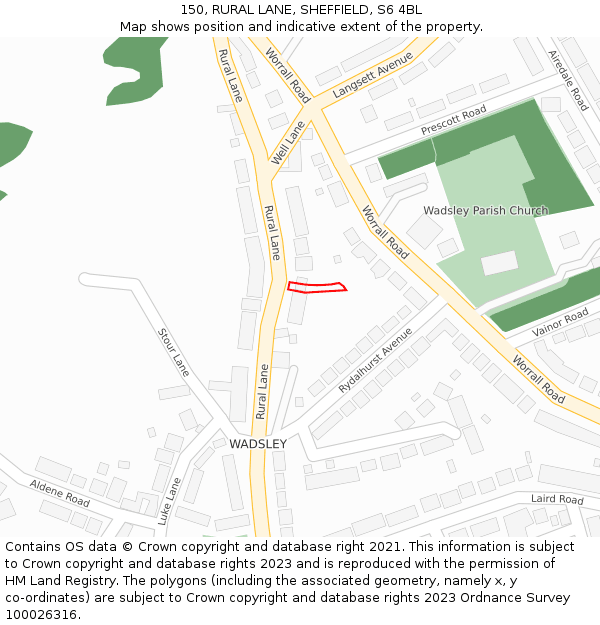 150, RURAL LANE, SHEFFIELD, S6 4BL: Location map and indicative extent of plot