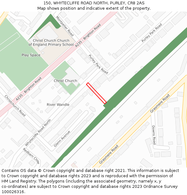 150, WHYTECLIFFE ROAD NORTH, PURLEY, CR8 2AS: Location map and indicative extent of plot