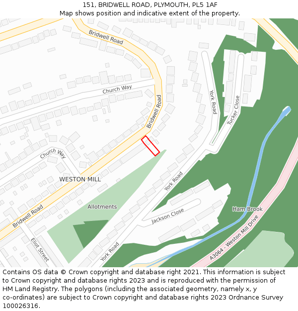 151, BRIDWELL ROAD, PLYMOUTH, PL5 1AF: Location map and indicative extent of plot