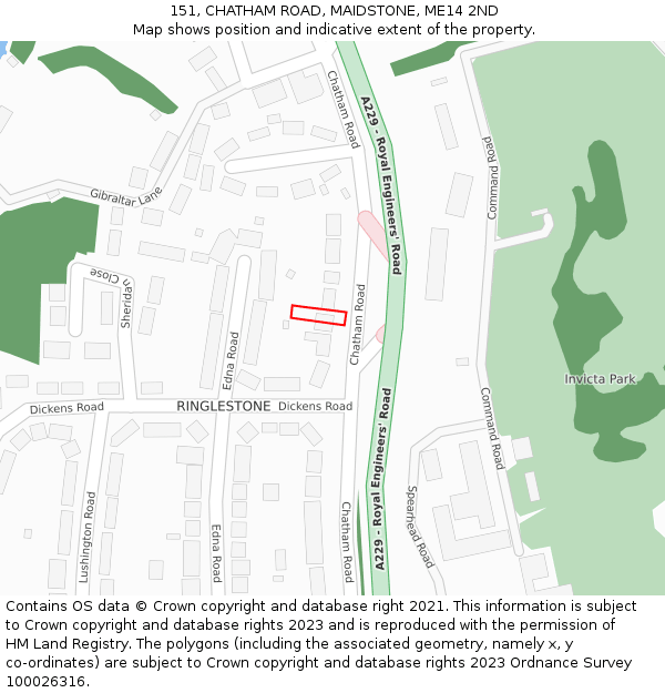151, CHATHAM ROAD, MAIDSTONE, ME14 2ND: Location map and indicative extent of plot
