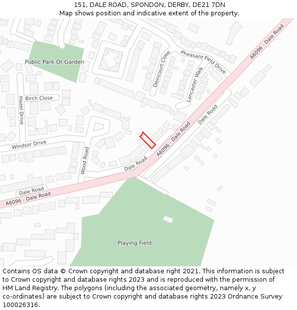 151, DALE ROAD, SPONDON, DERBY, DE21 7DN: Location map and indicative extent of plot