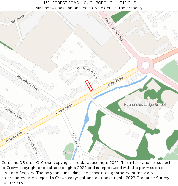 151, FOREST ROAD, LOUGHBOROUGH, LE11 3HS: Location map and indicative extent of plot