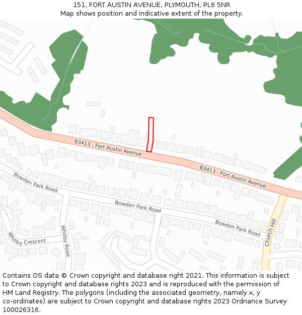 151, FORT AUSTIN AVENUE, PLYMOUTH, PL6 5NR: Location map and indicative extent of plot
