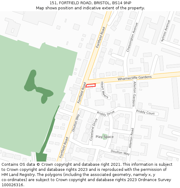 151, FORTFIELD ROAD, BRISTOL, BS14 9NP: Location map and indicative extent of plot