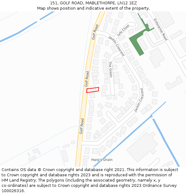 151, GOLF ROAD, MABLETHORPE, LN12 1EZ: Location map and indicative extent of plot