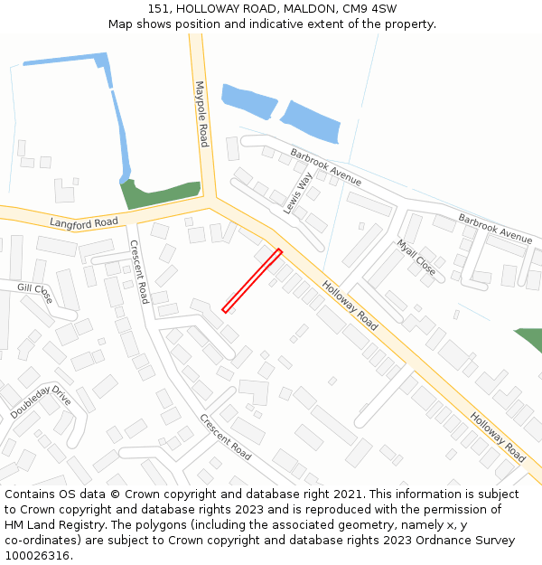 151, HOLLOWAY ROAD, MALDON, CM9 4SW: Location map and indicative extent of plot