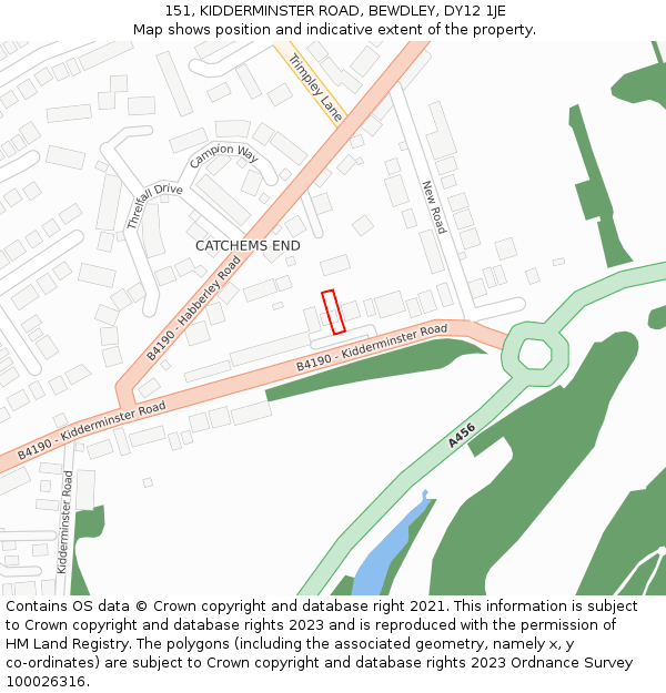 151, KIDDERMINSTER ROAD, BEWDLEY, DY12 1JE: Location map and indicative extent of plot
