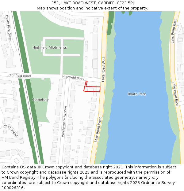 151, LAKE ROAD WEST, CARDIFF, CF23 5PJ: Location map and indicative extent of plot