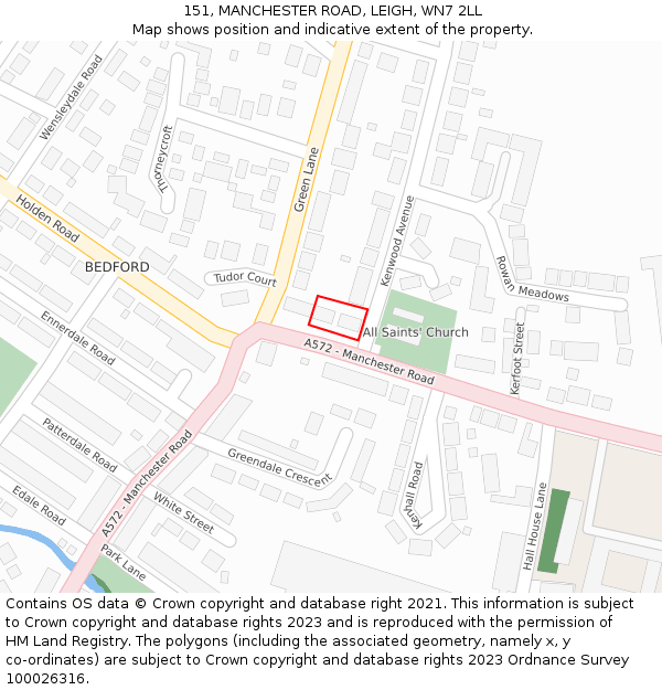 151, MANCHESTER ROAD, LEIGH, WN7 2LL: Location map and indicative extent of plot