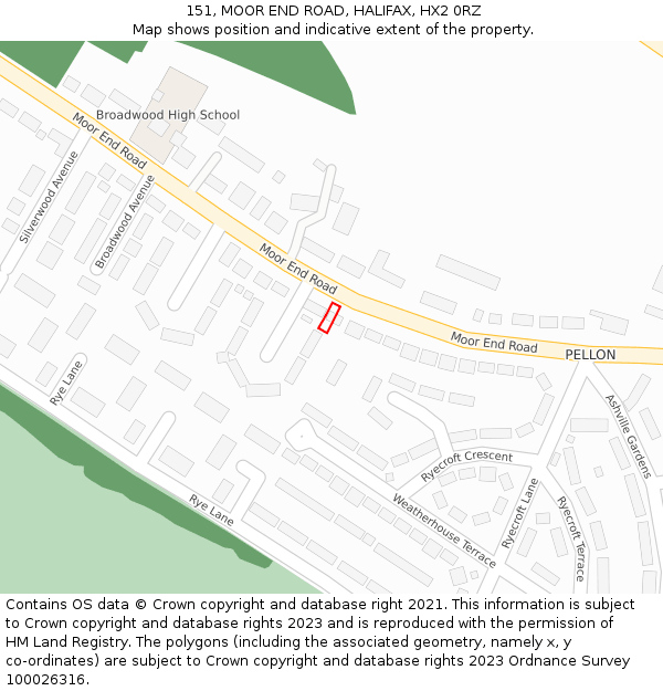 151, MOOR END ROAD, HALIFAX, HX2 0RZ: Location map and indicative extent of plot
