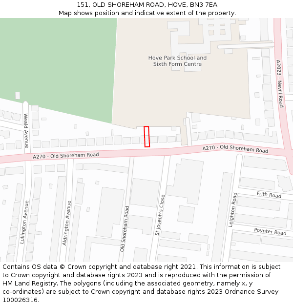 151, OLD SHOREHAM ROAD, HOVE, BN3 7EA: Location map and indicative extent of plot