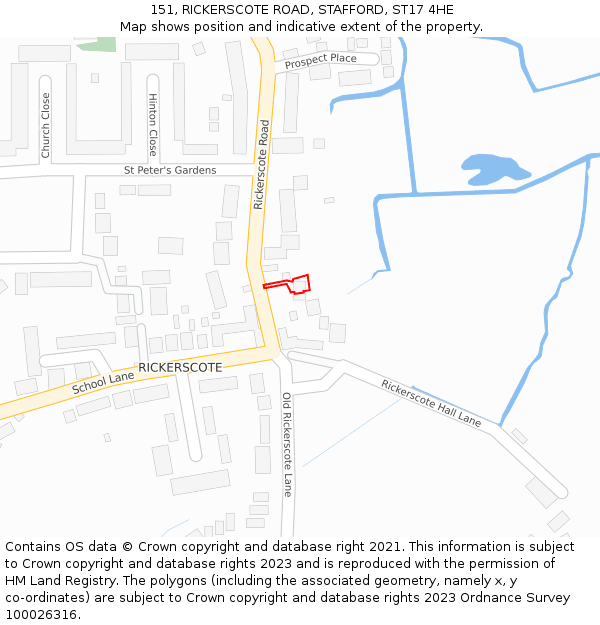 151, RICKERSCOTE ROAD, STAFFORD, ST17 4HE: Location map and indicative extent of plot