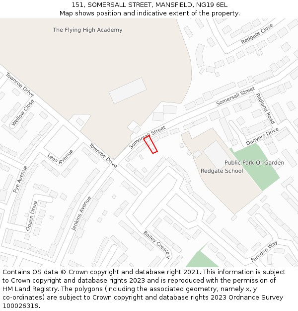 151, SOMERSALL STREET, MANSFIELD, NG19 6EL: Location map and indicative extent of plot