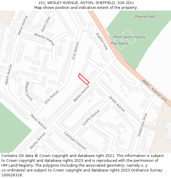 151, WESLEY AVENUE, ASTON, SHEFFIELD, S26 2DU: Location map and indicative extent of plot