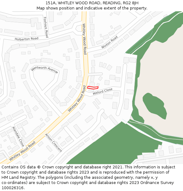 151A, WHITLEY WOOD ROAD, READING, RG2 8JH: Location map and indicative extent of plot