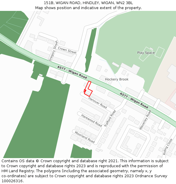 151B, WIGAN ROAD, HINDLEY, WIGAN, WN2 3BL: Location map and indicative extent of plot