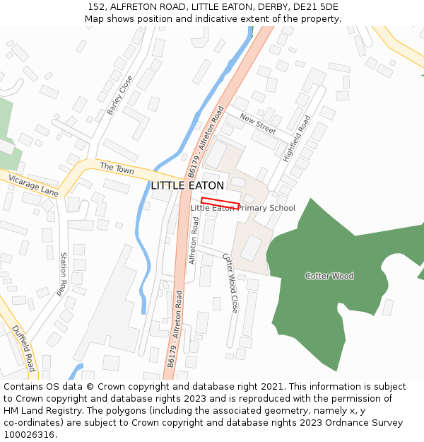 152, ALFRETON ROAD, LITTLE EATON, DERBY, DE21 5DE: Location map and indicative extent of plot
