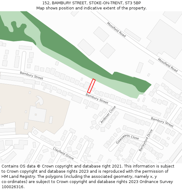 152, BAMBURY STREET, STOKE-ON-TRENT, ST3 5BP: Location map and indicative extent of plot