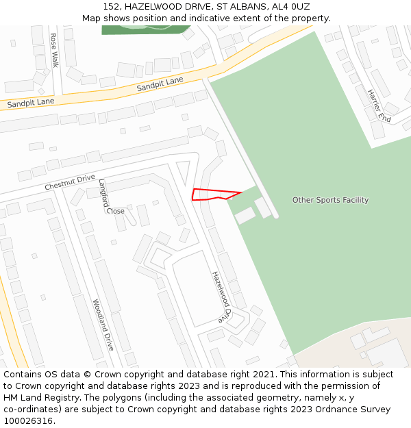152, HAZELWOOD DRIVE, ST ALBANS, AL4 0UZ: Location map and indicative extent of plot