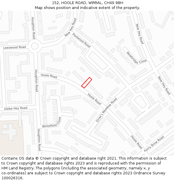 152, HOOLE ROAD, WIRRAL, CH49 9BH: Location map and indicative extent of plot