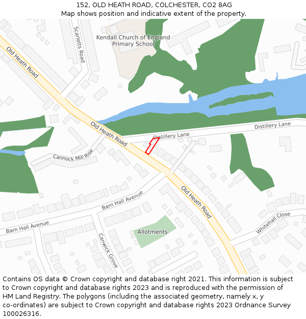 152, OLD HEATH ROAD, COLCHESTER, CO2 8AG: Location map and indicative extent of plot