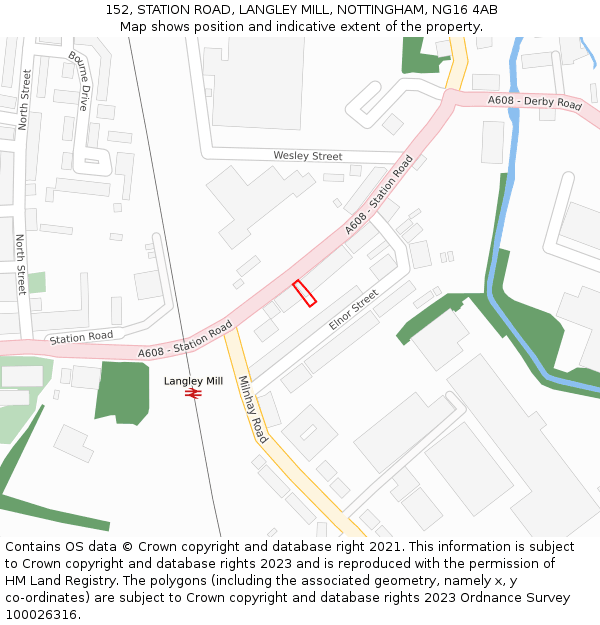 152, STATION ROAD, LANGLEY MILL, NOTTINGHAM, NG16 4AB: Location map and indicative extent of plot