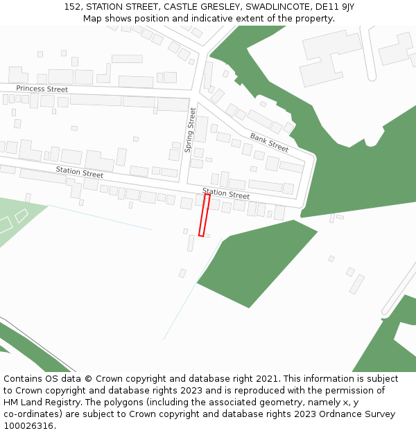 152, STATION STREET, CASTLE GRESLEY, SWADLINCOTE, DE11 9JY: Location map and indicative extent of plot