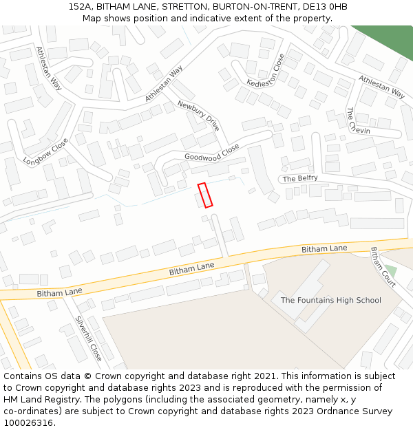 152A, BITHAM LANE, STRETTON, BURTON-ON-TRENT, DE13 0HB: Location map and indicative extent of plot