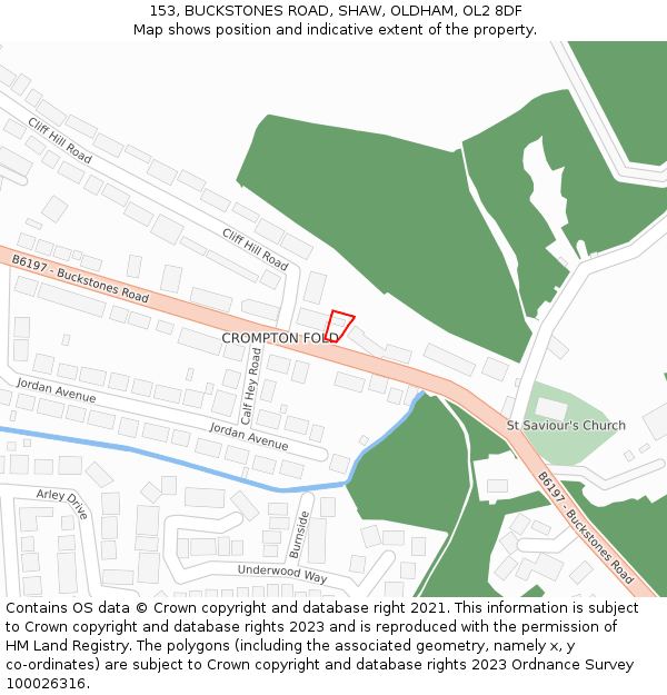 153, BUCKSTONES ROAD, SHAW, OLDHAM, OL2 8DF: Location map and indicative extent of plot