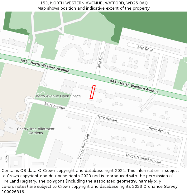 153, NORTH WESTERN AVENUE, WATFORD, WD25 0AQ: Location map and indicative extent of plot