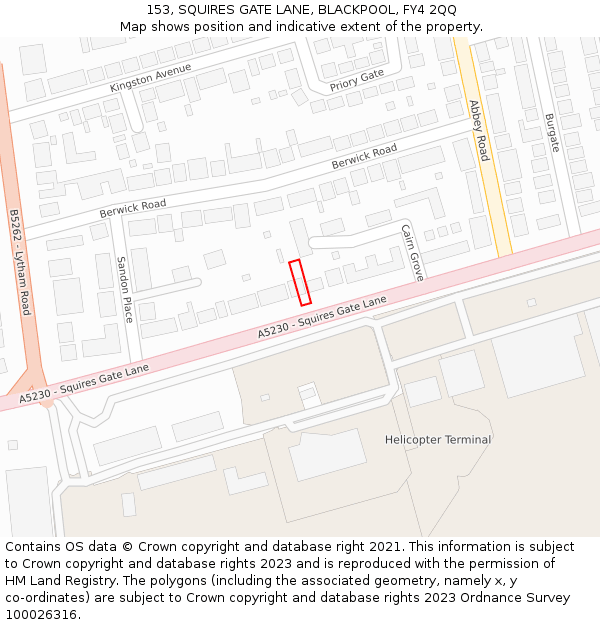 153, SQUIRES GATE LANE, BLACKPOOL, FY4 2QQ: Location map and indicative extent of plot