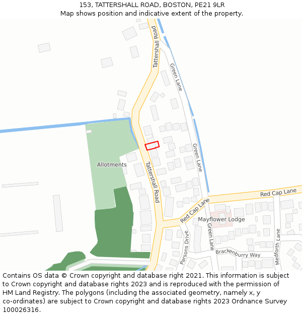 153, TATTERSHALL ROAD, BOSTON, PE21 9LR: Location map and indicative extent of plot