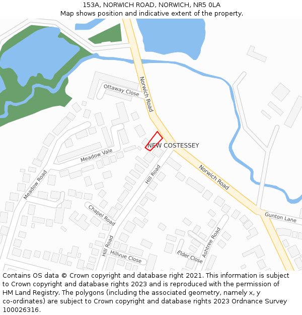 153A, NORWICH ROAD, NORWICH, NR5 0LA: Location map and indicative extent of plot