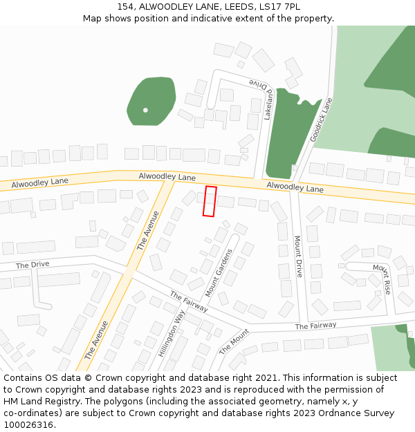 154, ALWOODLEY LANE, LEEDS, LS17 7PL: Location map and indicative extent of plot
