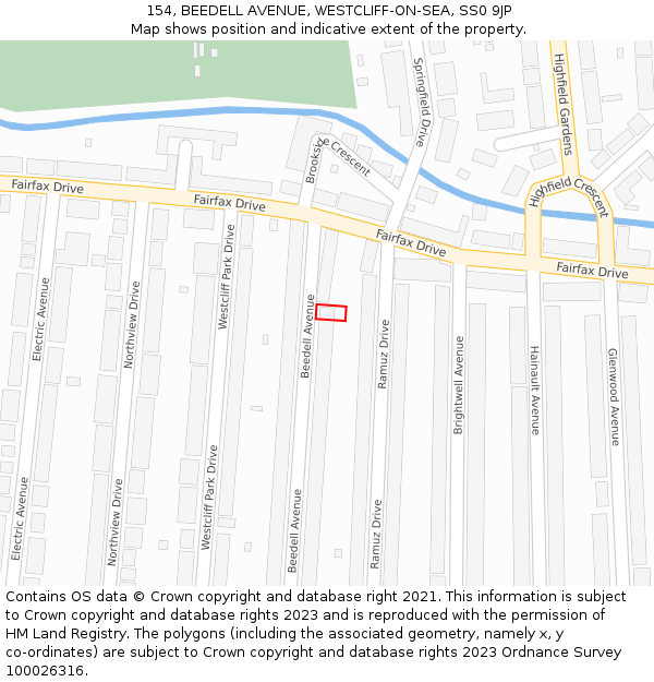154, BEEDELL AVENUE, WESTCLIFF-ON-SEA, SS0 9JP: Location map and indicative extent of plot