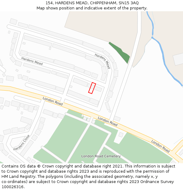 154, HARDENS MEAD, CHIPPENHAM, SN15 3AQ: Location map and indicative extent of plot