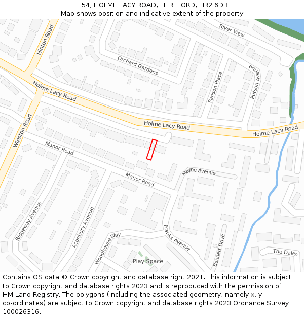 154, HOLME LACY ROAD, HEREFORD, HR2 6DB: Location map and indicative extent of plot