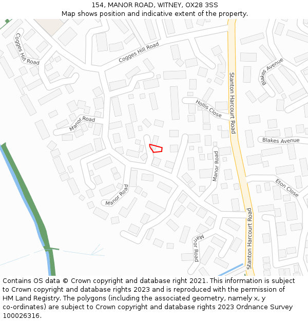 154, MANOR ROAD, WITNEY, OX28 3SS: Location map and indicative extent of plot