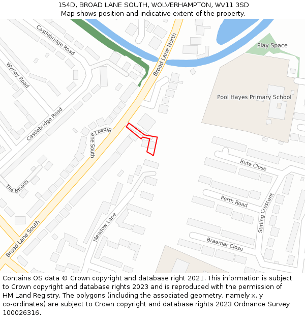 154D, BROAD LANE SOUTH, WOLVERHAMPTON, WV11 3SD: Location map and indicative extent of plot