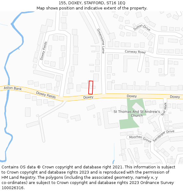 155, DOXEY, STAFFORD, ST16 1EQ: Location map and indicative extent of plot