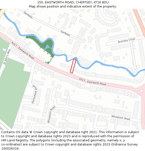 155, EASTWORTH ROAD, CHERTSEY, KT16 8DU: Location map and indicative extent of plot